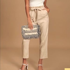 Lulu’s Beige Paper Bag Linen Pants